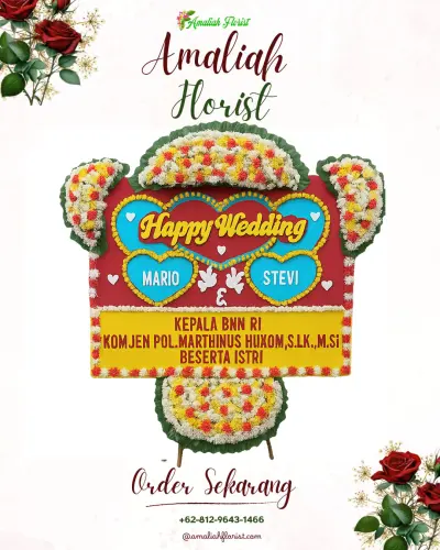 Karangan Papan Bunga Pernikahan di Sukalarang